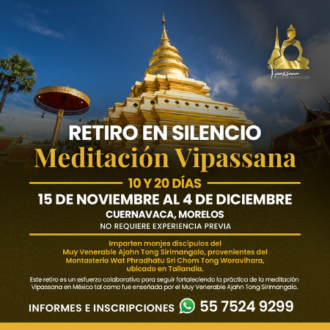 Retiro en silencio de meditación Vipassana 2024