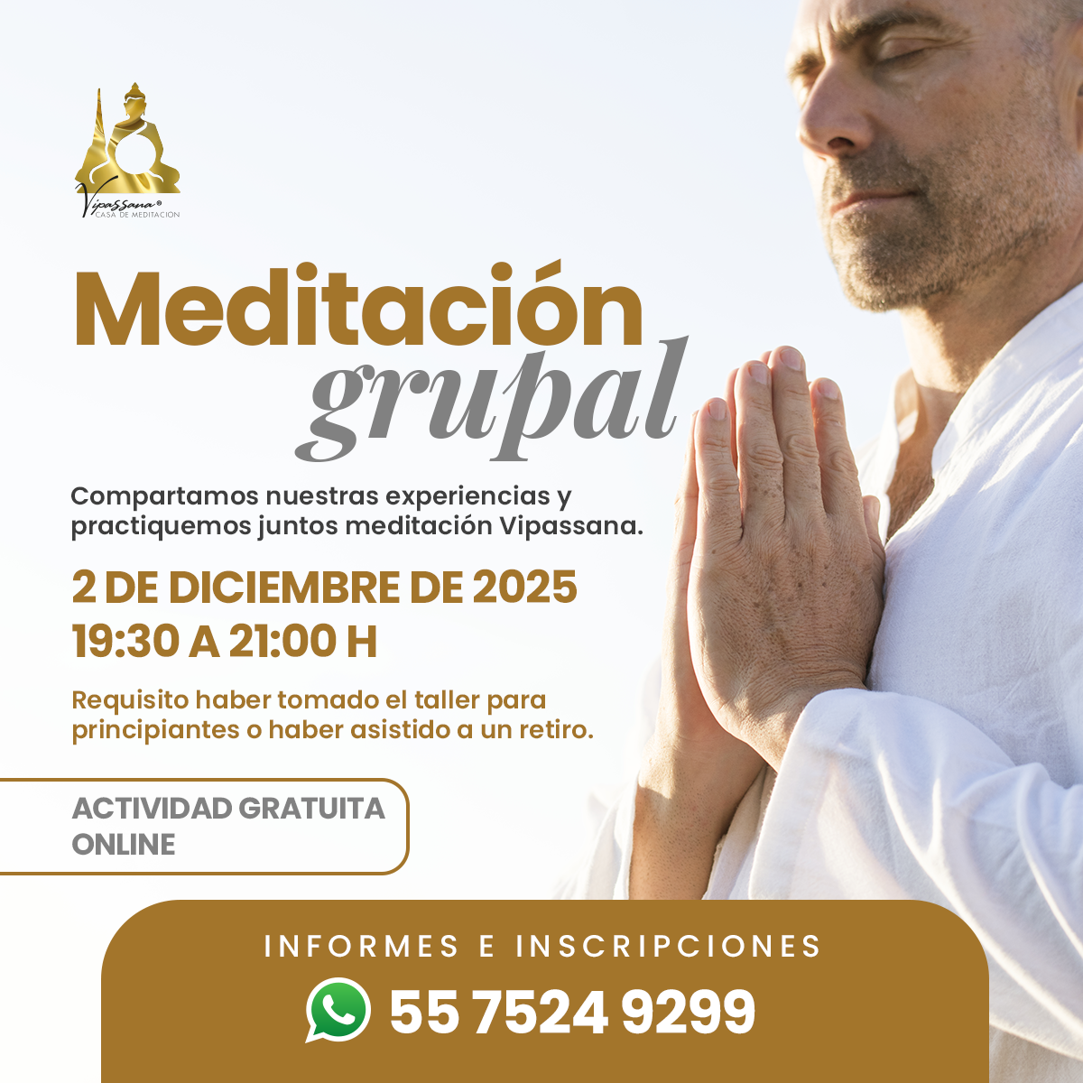 Sesión grupal de meditación Vipassana