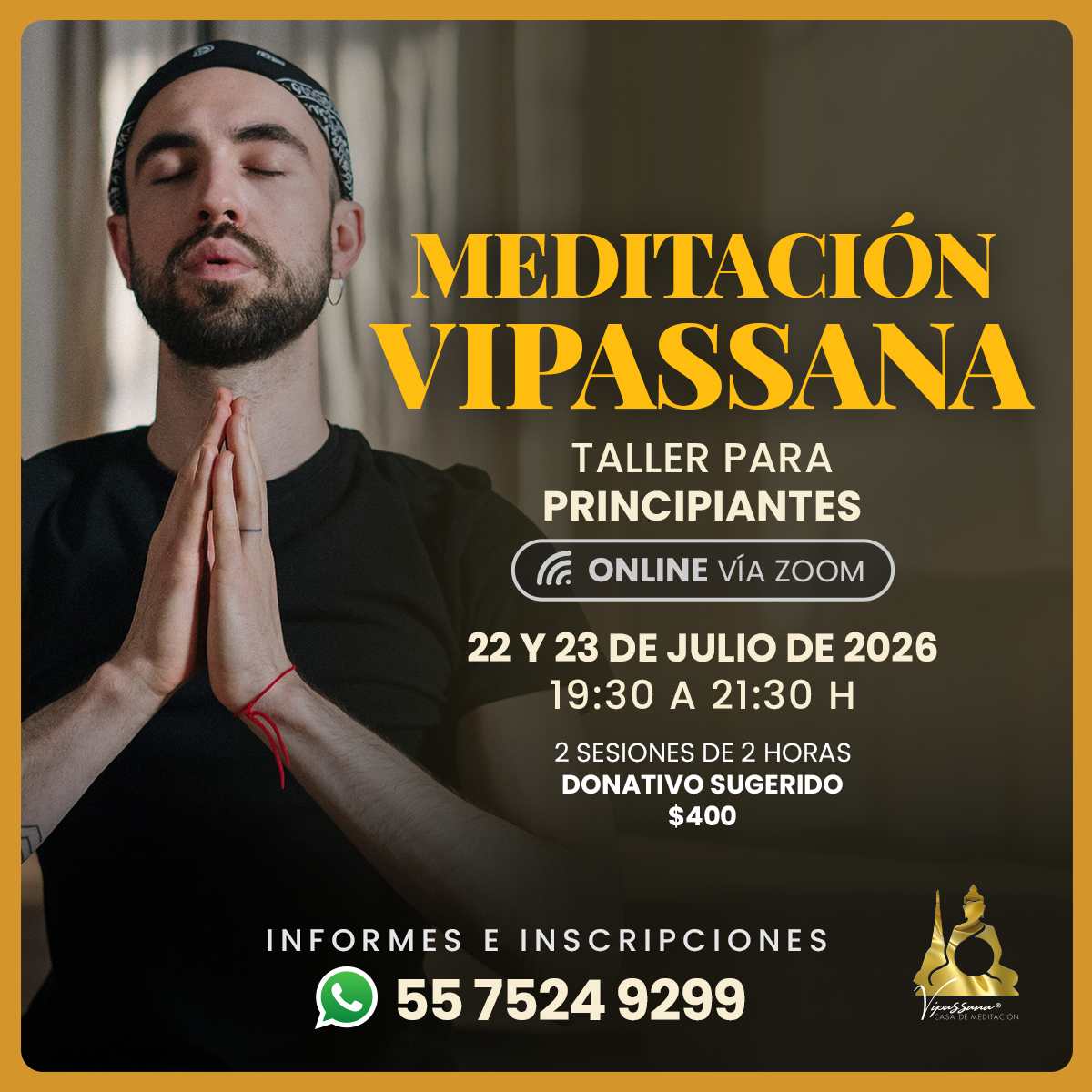 Taller de meditación Vipassana para principiantes online