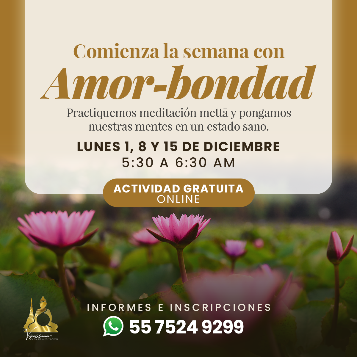 Comienza la semana con Amor-Bondad, meditación en línea