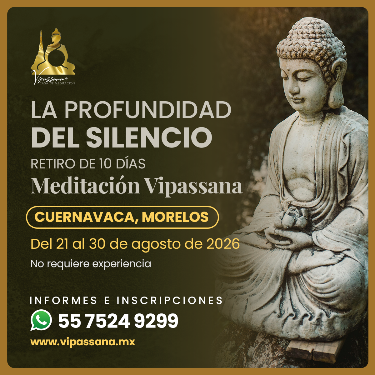 Retiro en silencio 10 días, meditación Vipassana