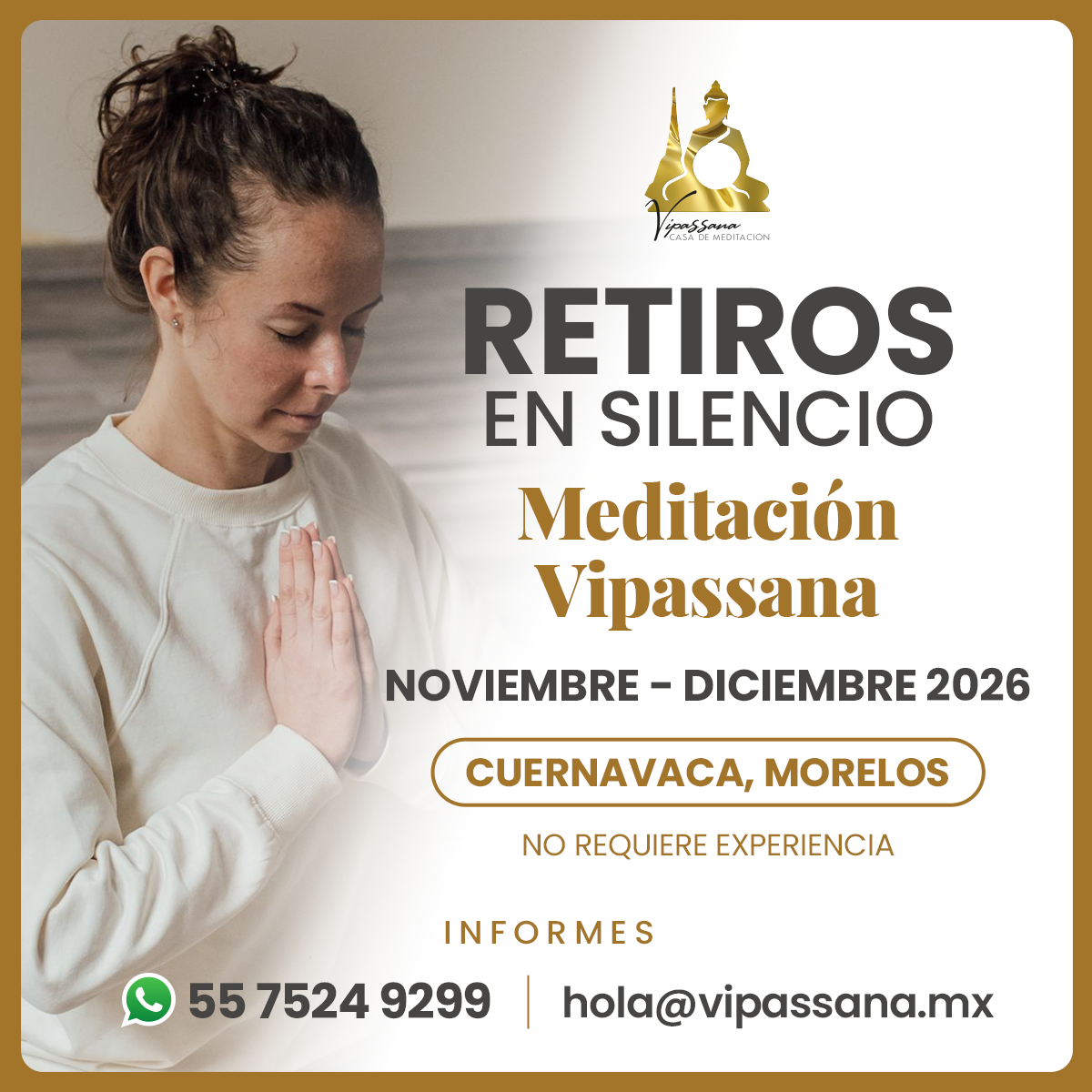 Retiros en silencio de meditación Vipassana, 20 días, curso básico